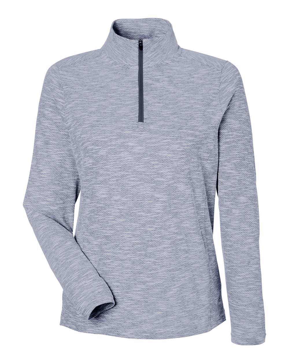 North End Women's Eclipse Jacquard Quarter-Zip Pullover - NE415W Classic Navy Heather