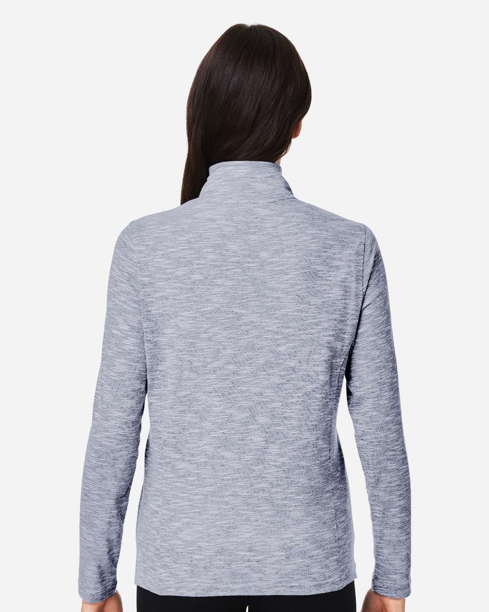 North End Women's Eclipse Jacquard Quarter-Zip Pullover - NE415W Classic Navy Heather