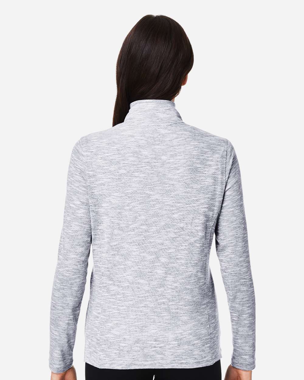 North End Women's Eclipse Jacquard Quarter-Zip Pullover - NE415W Platinum Heather