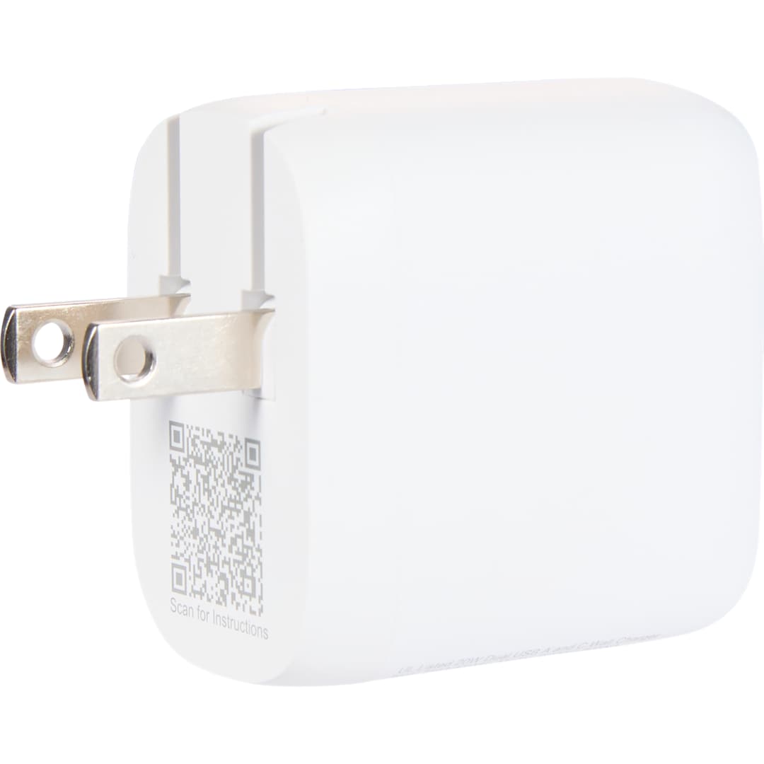 UL Listed 20W Dual USB A and C Wall Charger - 7143-81 White