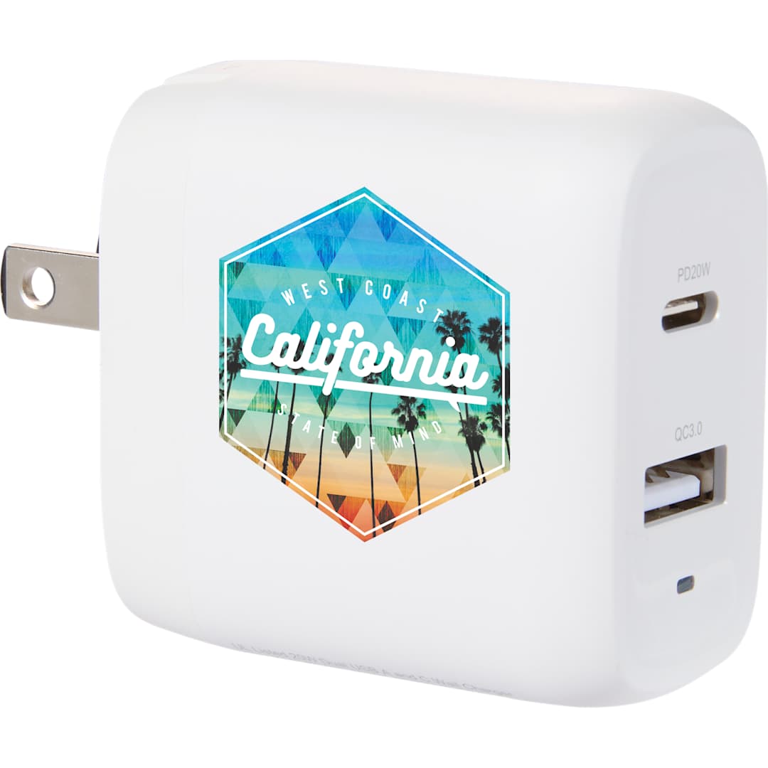 UL Listed 20W Dual USB A and C Wall Charger - 7143-81 White