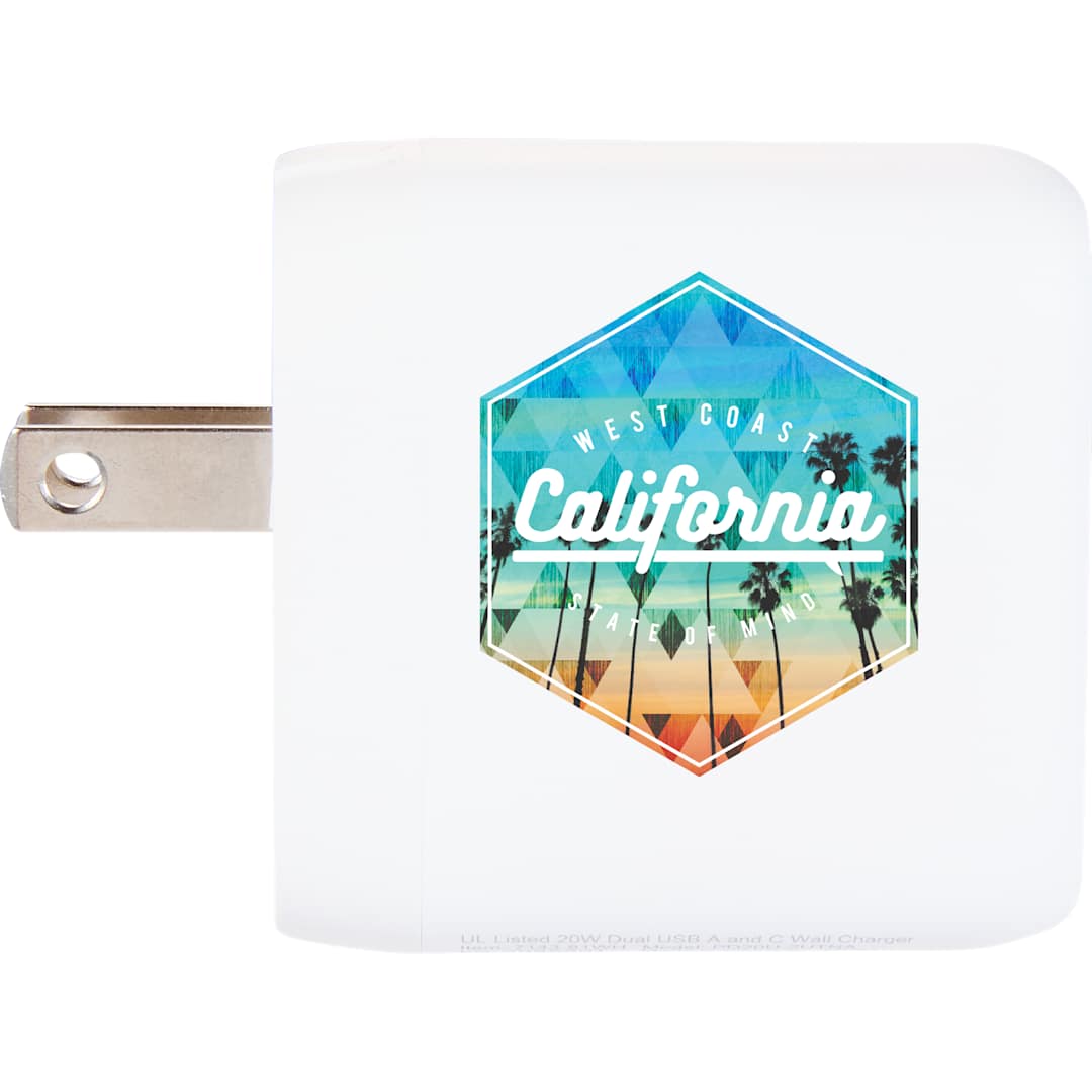 UL Listed 20W Dual USB A and C Wall Charger - 7143-81 White