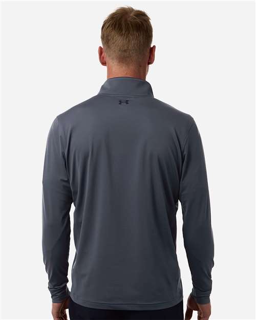 Under Armour Men's Drive Quarter-Zip Pullover - 1389864 Downpour Grey- Midnight Navy