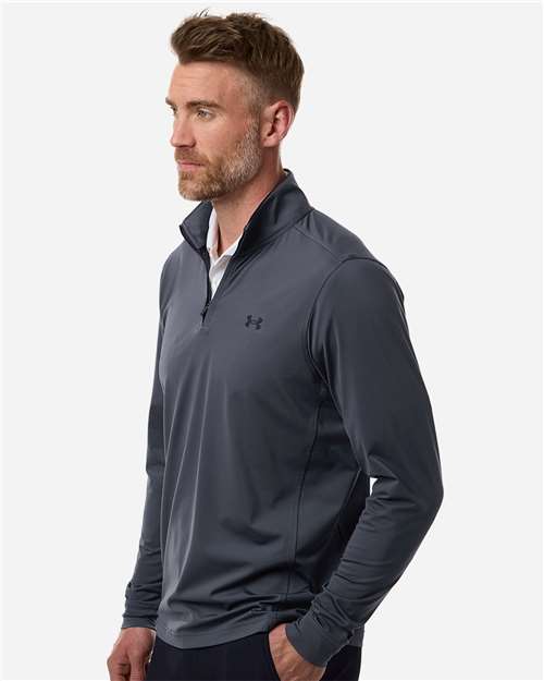 Under Armour Men's Drive Quarter-Zip Pullover - 1389864 Downpour Grey- Midnight Navy