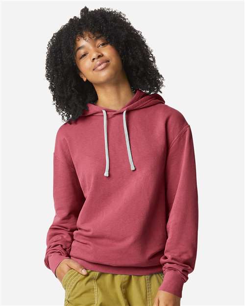 Comfort Colors Unisex Garment-Dyed Lightweight Fleece Hooded Sweatshirt - 1467 - 1467C Crimson