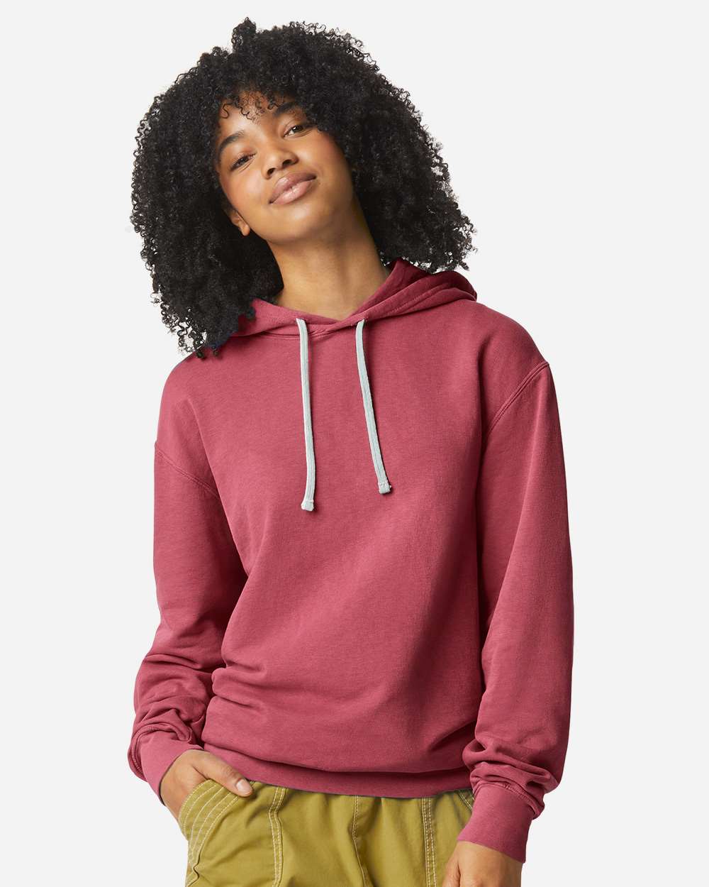 Comfort Colors Unisex Garment-Dyed Lightweight Hooded Sweatshirt - 1467 - 1467C Crimson