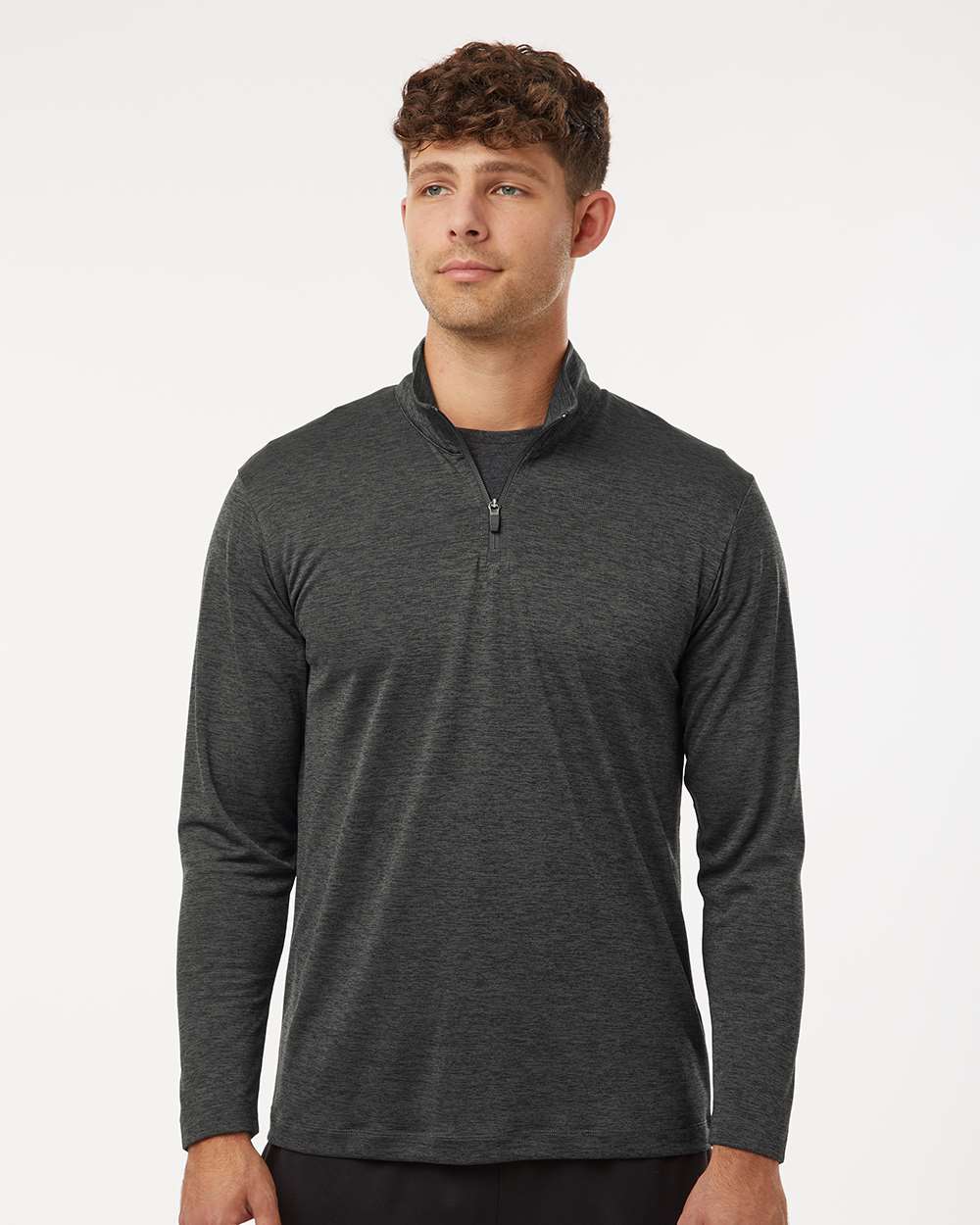 AllPro Men's Pro-Lock Performance Mélange Quarter-Zip Pullover - 4HM700 Black Melange