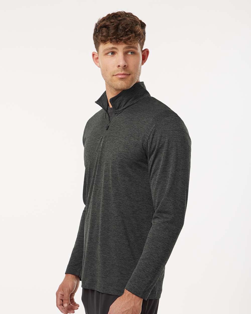 AllPro Men's Pro-Lock Performance Mélange Quarter-Zip Pullover - 4HM700 Black Melange