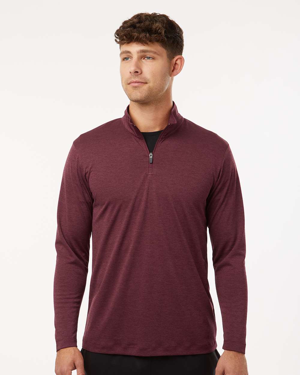 AllPro Men's Pro-Lock Performance Mélange Quarter-Zip Pullover - 4HM700 Maroon Melange