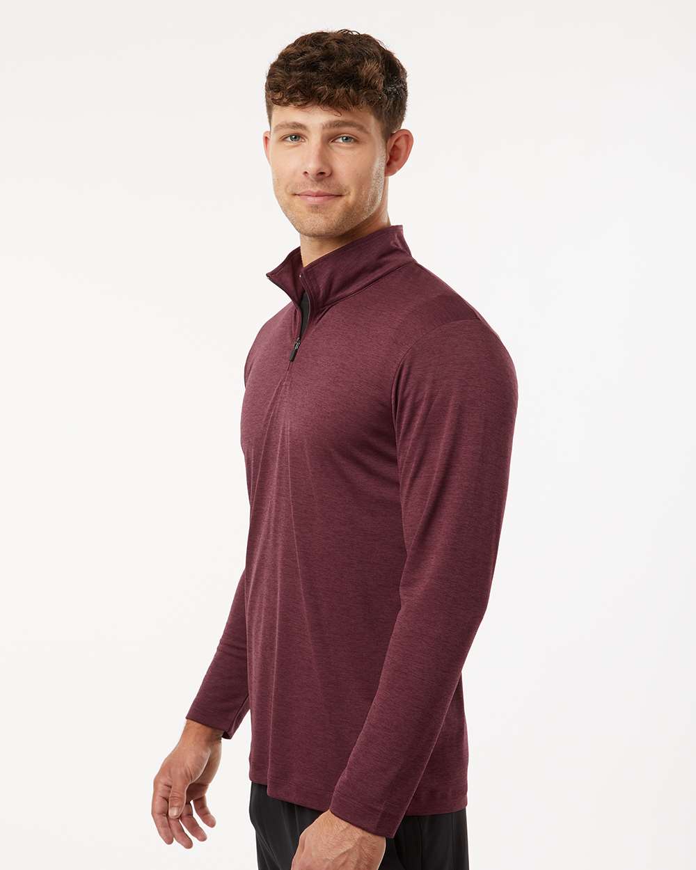 AllPro Men's Pro-Lock Performance Mélange Quarter-Zip Pullover - 4HM700 Maroon Melange