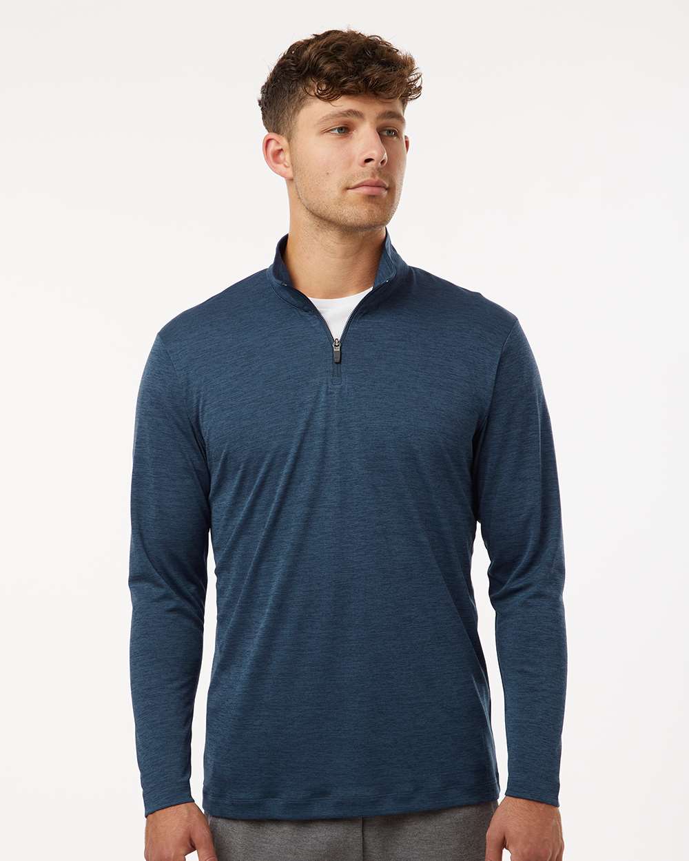 AllPro Men's Pro-Lock Performance Mélange Quarter-Zip Pullover - 4HM700 Navy Melange