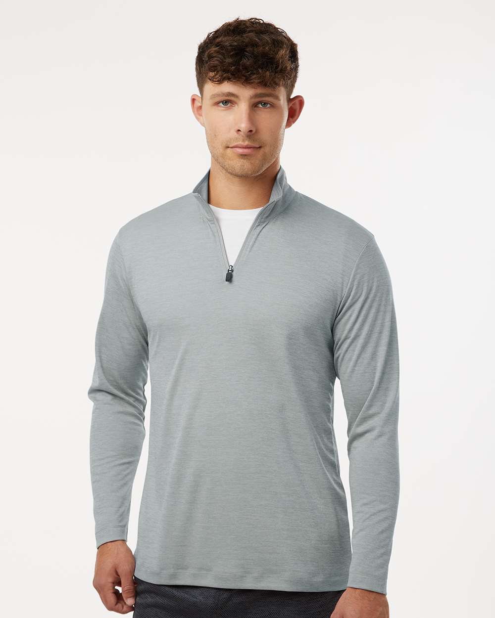 AllPro Men's Pro-Lock Performance Mélange Quarter-Zip Pullover - 4HM700 Silver Melange