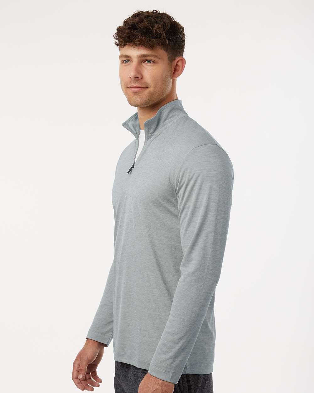 AllPro Men's Pro-Lock Performance Mélange Quarter-Zip Pullover - 4HM700 Silver Melange
