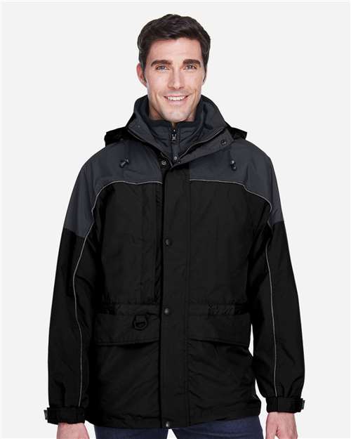 North End Men's 3-in-1 Two-Tone Parka - 88006 Black