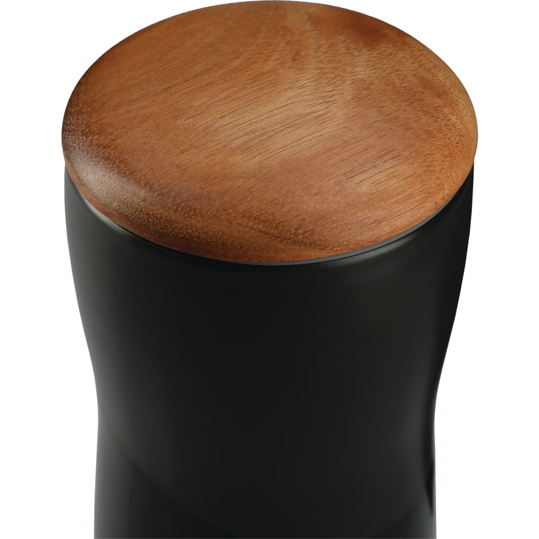 Reno Double Wall Ceramic Tumbler w/Wood Lid 10oz - 1628-24 Black