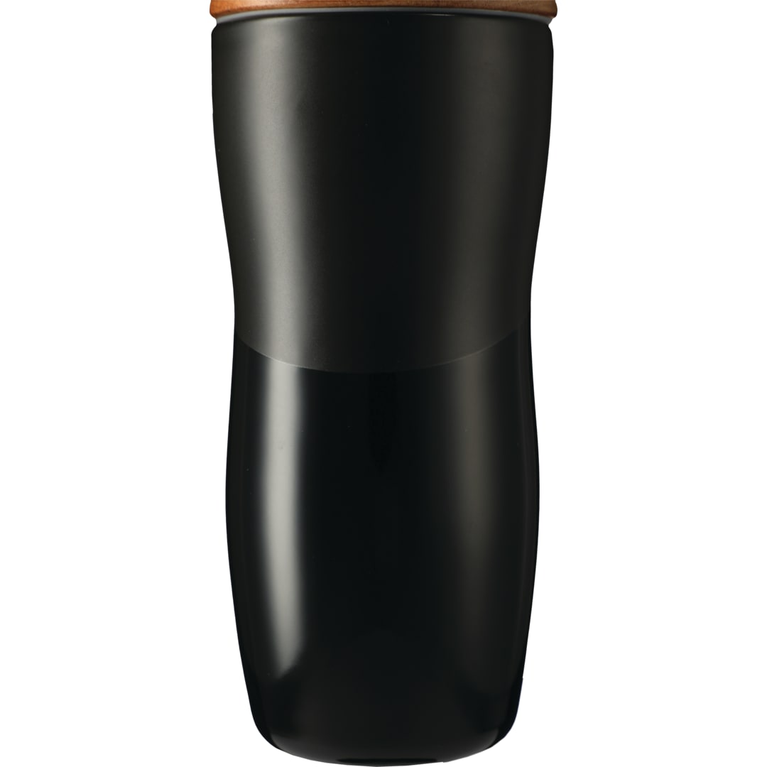 Reno Double Wall Ceramic Tumbler w/Wood Lid 10oz - 1628-24 Black