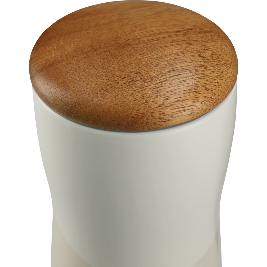 Reno Double Wall Ceramic Tumbler w/Wood Lid 10oz - 1628-24 White