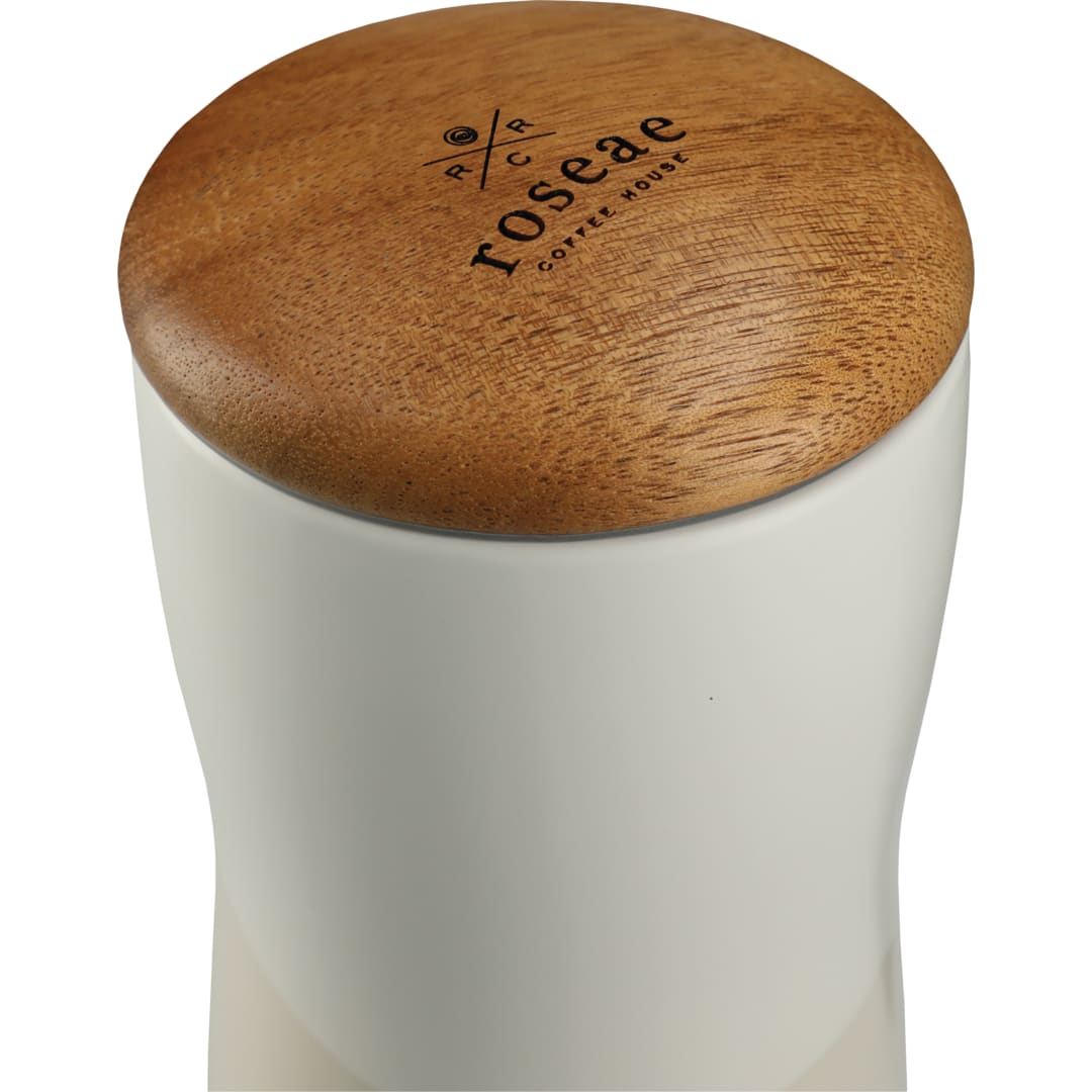 Reno Double Wall Ceramic Tumbler w/Wood Lid 10oz - 1628-24 White