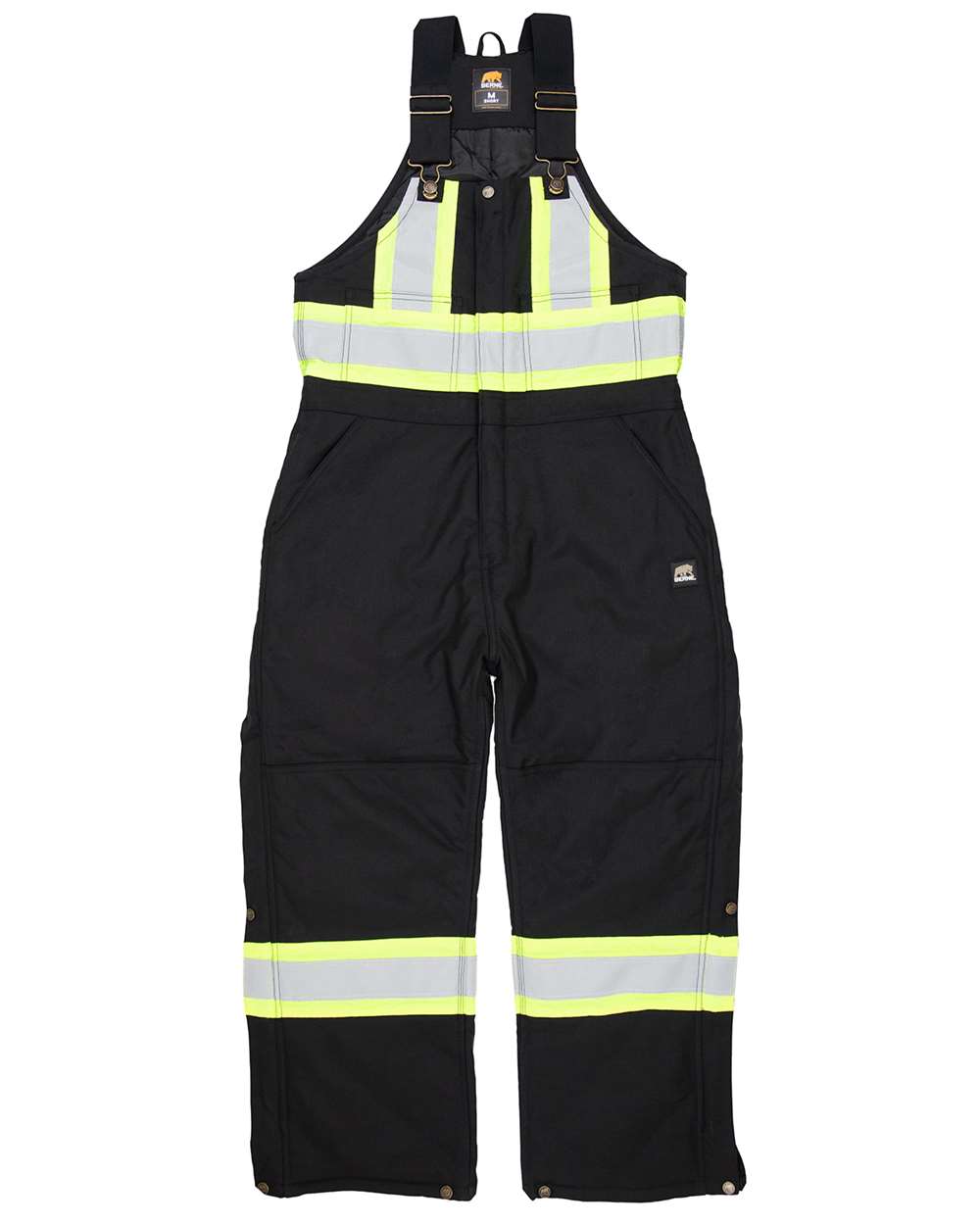 Berne Apparel Safety Striped Arctic Insulated Bib Overall - HVNB02 Black