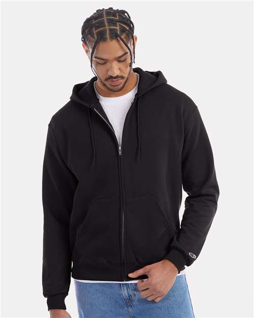 Champion Unisex Powerblend® Full-Zip Hooded Sweatshirt - S800 Black