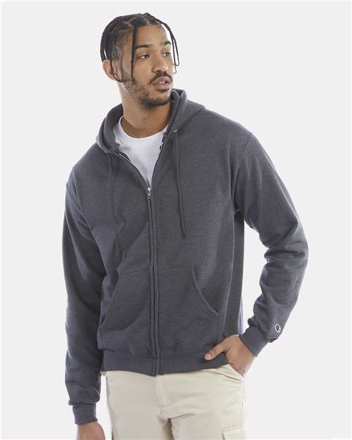 Champion Unisex Powerblend® Full-Zip Hooded Sweatshirt - S800 Charcoal Heather