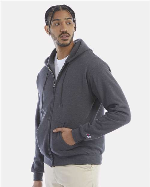 Champion Unisex Powerblend® Full-Zip Hooded Sweatshirt - S800 Charcoal Heather