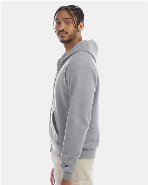Champion Unisex Powerblend® Full-Zip Hooded Sweatshirt - S800 Light Steel