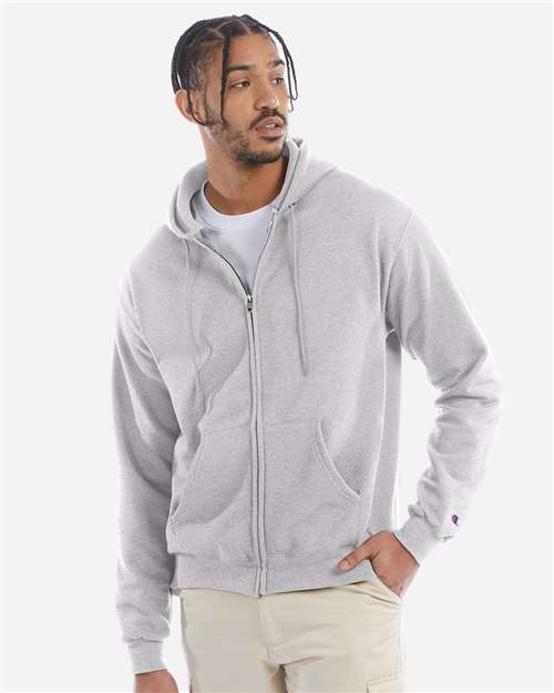 Champion Unisex Powerblend® Full-Zip Hooded Sweatshirt - S800 Silver Grey