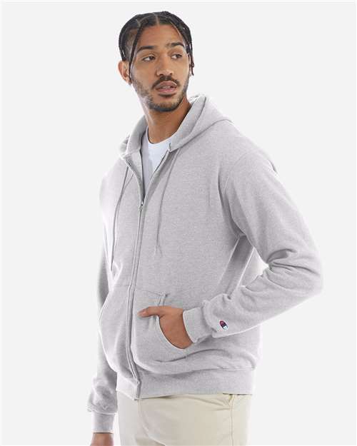 Champion Unisex Powerblend® Full-Zip Hooded Sweatshirt - S800 Silver Grey