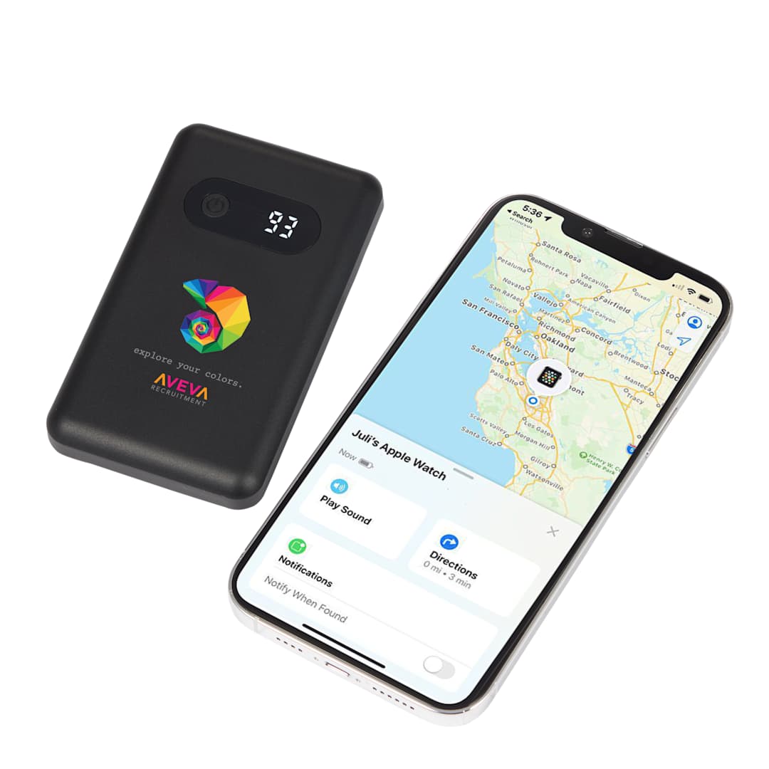 Find My 5000 mAh 18W PD Power Bank/Digital Display - 7122-20 Black