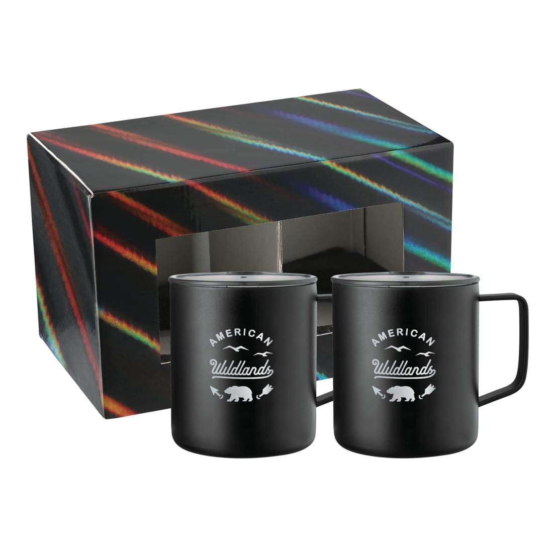 Rover Camp Mug 14oz Powder coated 2 in 1 Gift Set - 1628-61 Black