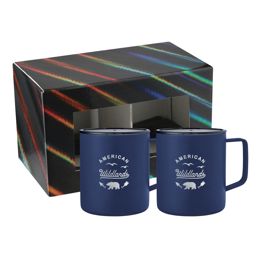 Rover Camp Mug 14oz Powder coated 2 in 1 Gift Set - 1628-61 Blue