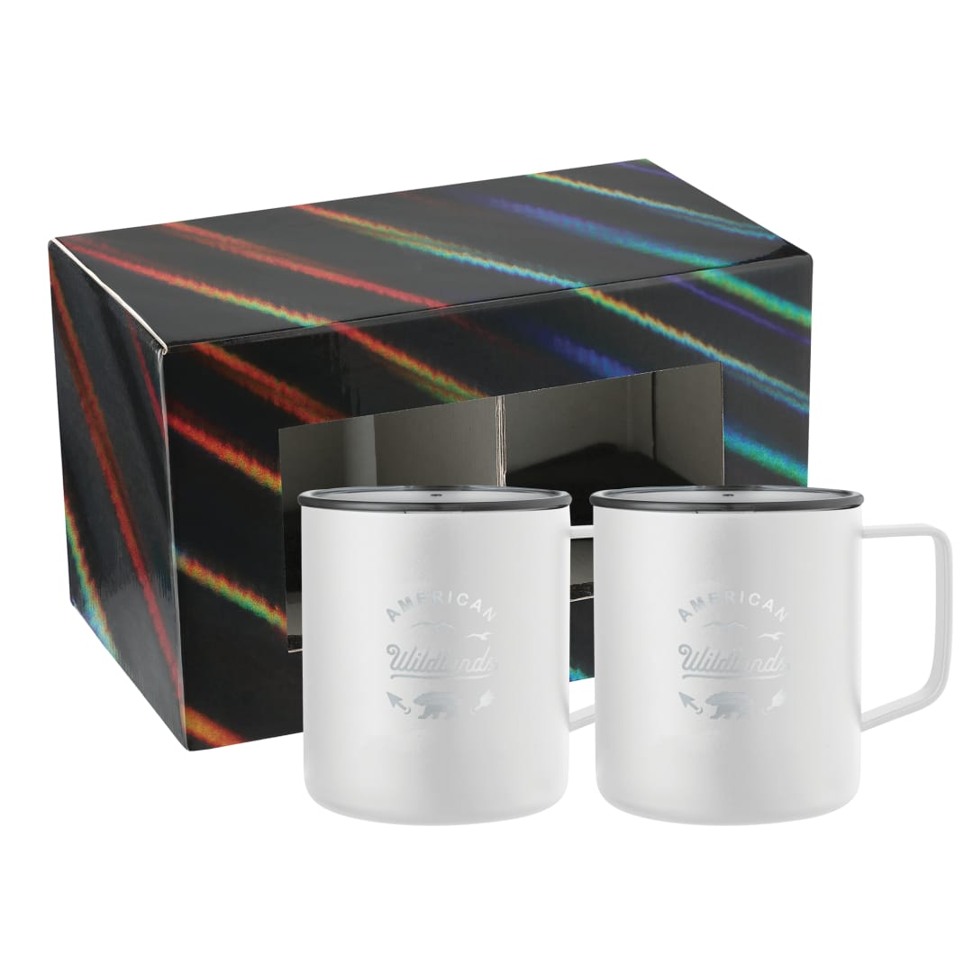 Rover Camp Mug 14oz Powder coated 2 in 1 Gift Set - 1628-61 White