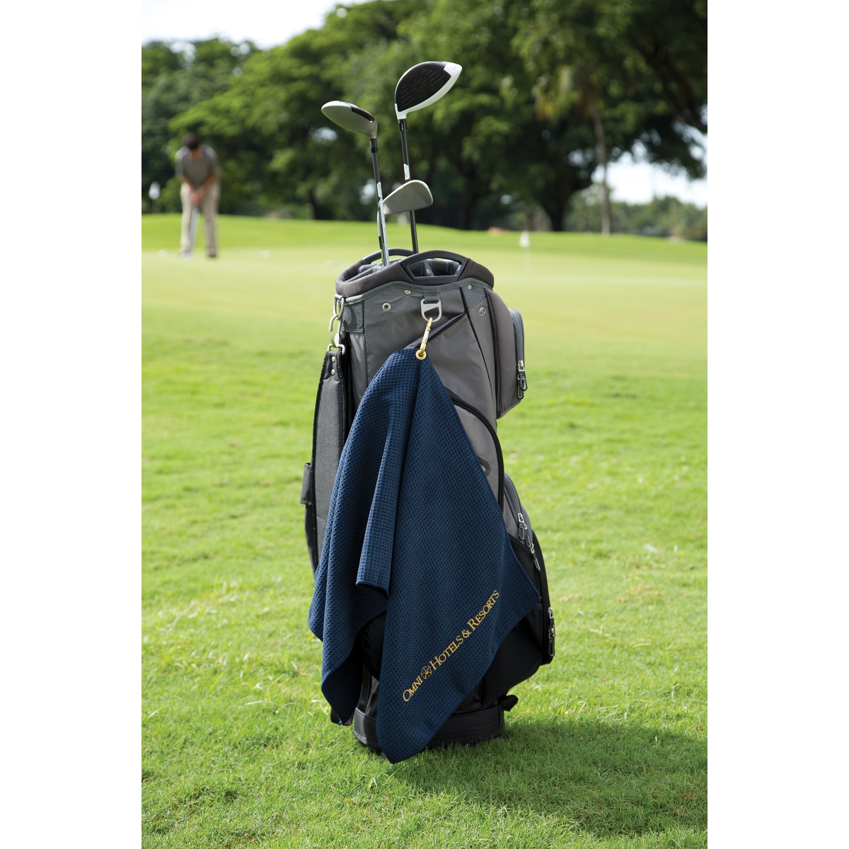 Microfiber Waffle Golf Towel - MW40CGSL Black