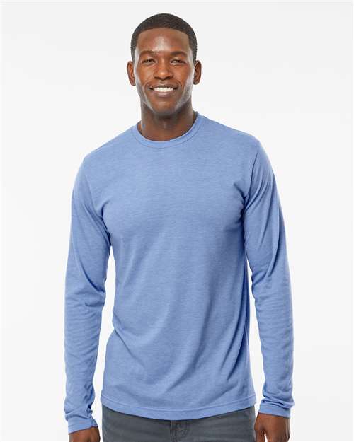 M&O Poly-Blend Long Sleeve T-Shirt - 3520 - 3520M Heather Blue