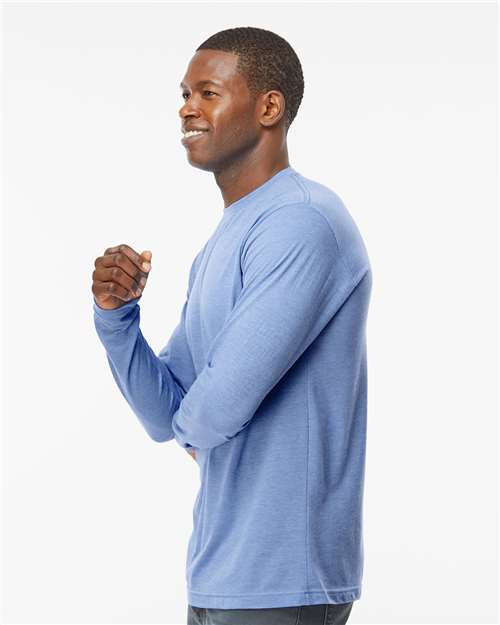 M&O Poly-Blend Long Sleeve T-Shirt - 3520 - 3520M Heather Blue
