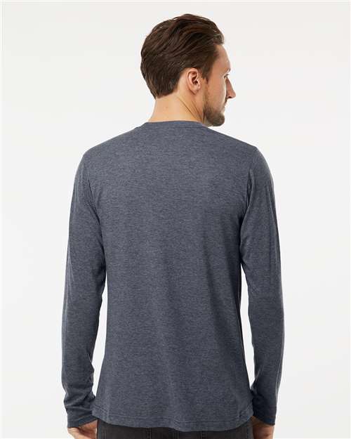 M&O Poly-Blend Long Sleeve T-Shirt - 3520 - 3520M Heather Navy