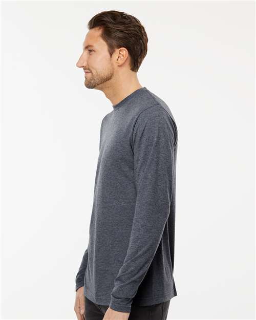 M&O Poly-Blend Long Sleeve T-Shirt - 3520 - 3520M Heather Navy