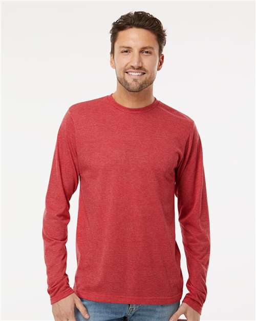 M&O Poly-Blend Long Sleeve T-Shirt - 3520 - 3520M Heather Red