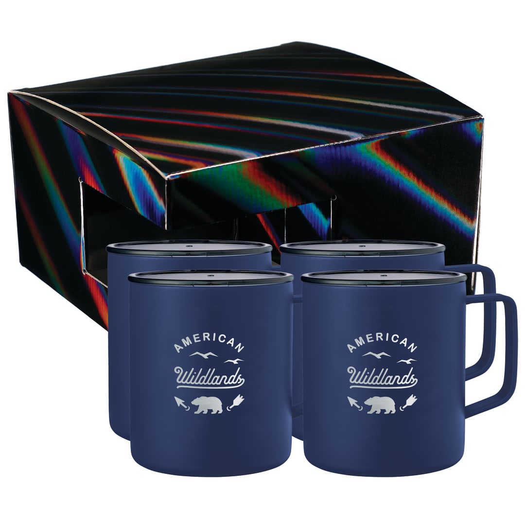 Rover Camp Mug 14oz Powder coated 4 in 1 Gift Set - 1628-62 Blue