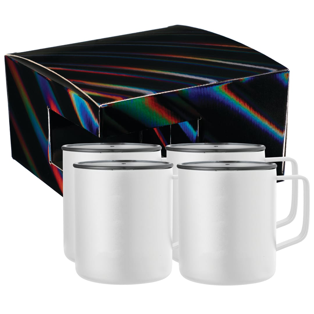 Rover Camp Mug 14oz Powder coated 4 in 1 Gift Set - 1628-62 White