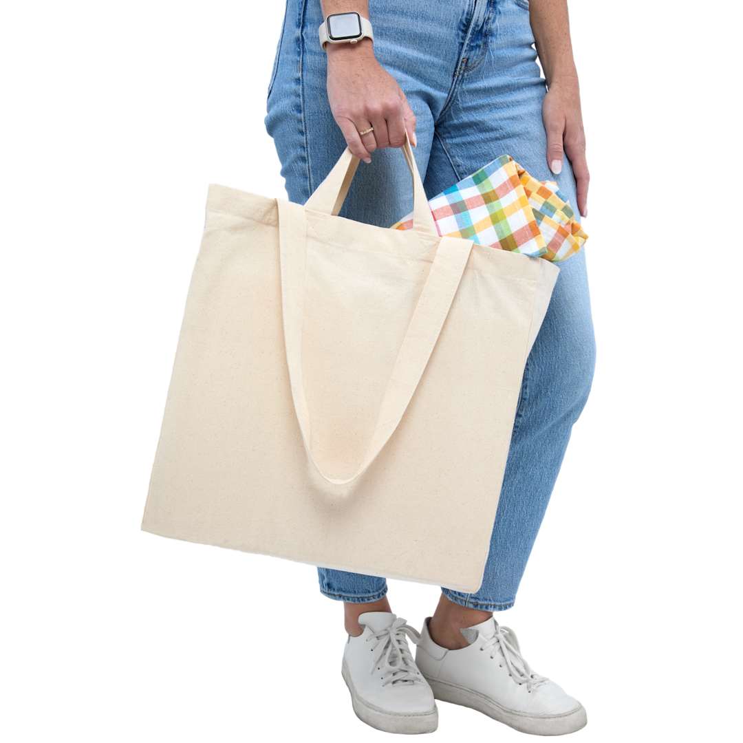 Dual Carry 6oz Organic Cotton Tote - SM-5228 Natural