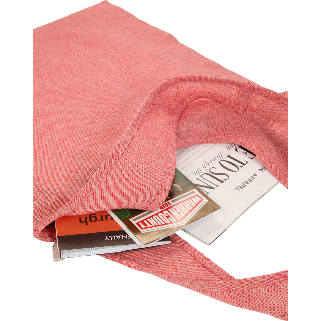 Bungalow 5oz Recycled Cotton Twill Shopper Tote - SM-5234 Red