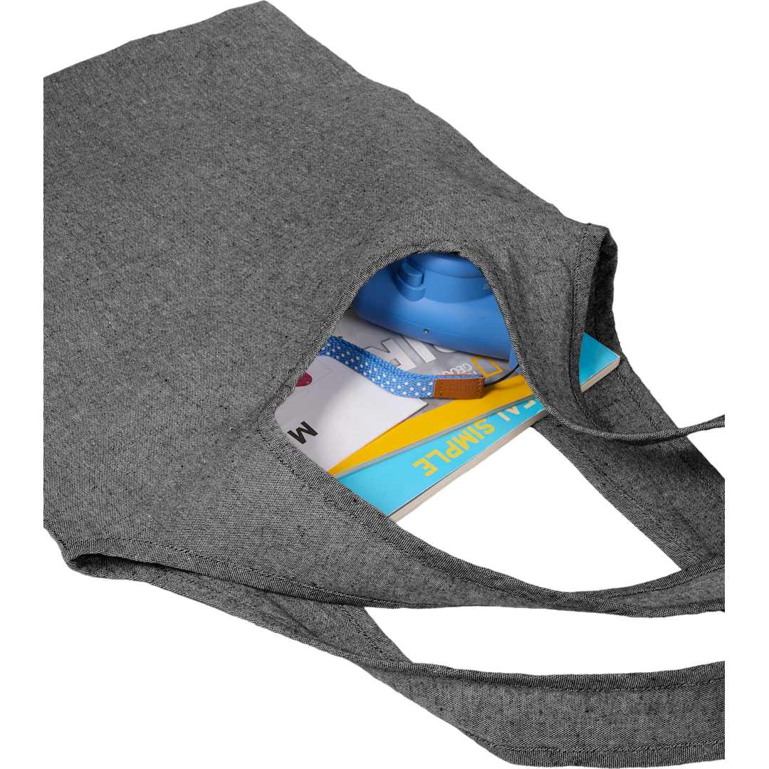 Bungalow 5oz Recycled Cotton Twill Shopper Tote - SM-5234 Black