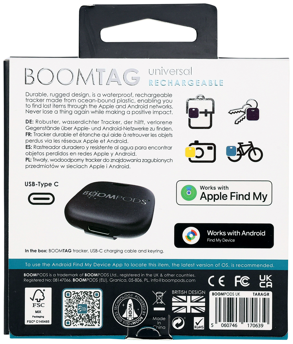 Boompods Boompods™ Boomtag rechargeable universelle - EL242 Black