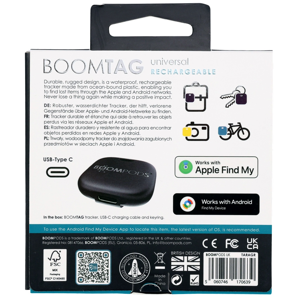 Boompods Boompods™ Boomtag rechargeable universelle - EL242 Black
