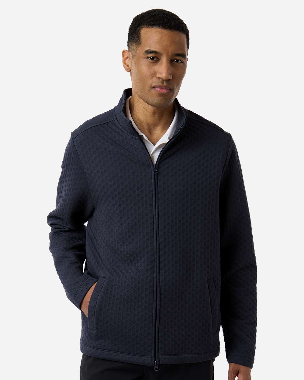Devon & Jones Men's Berkeley Textured Full-Zip Jacket - DG740 Navy