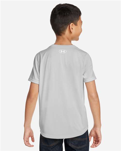 Under Armour Youth Tech™ Team T-Shirt - 1377487 Mod Grey Light Heather- White