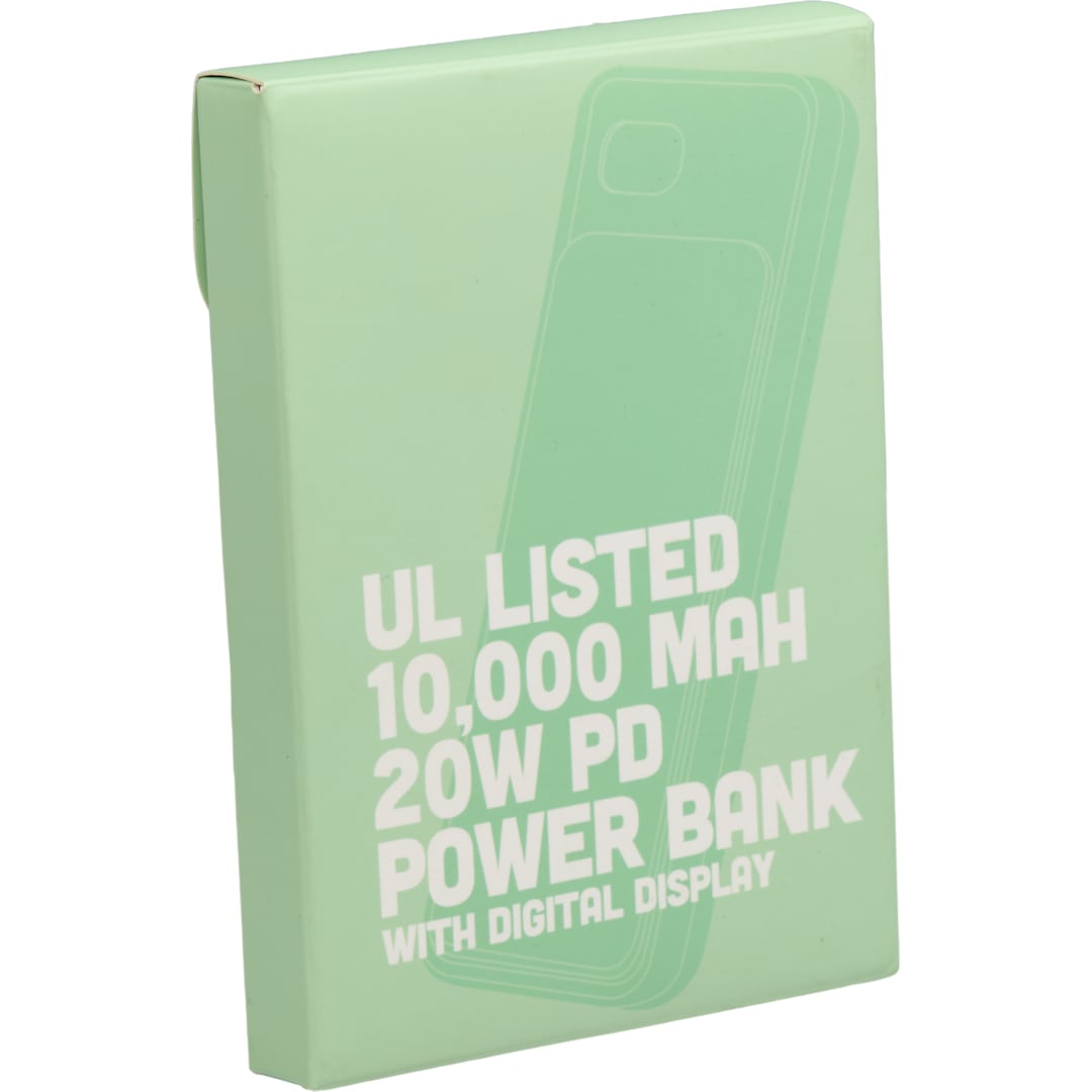 UL Listed 10000 mAh 20W Digital Display PowerBank - 7122-25 Black