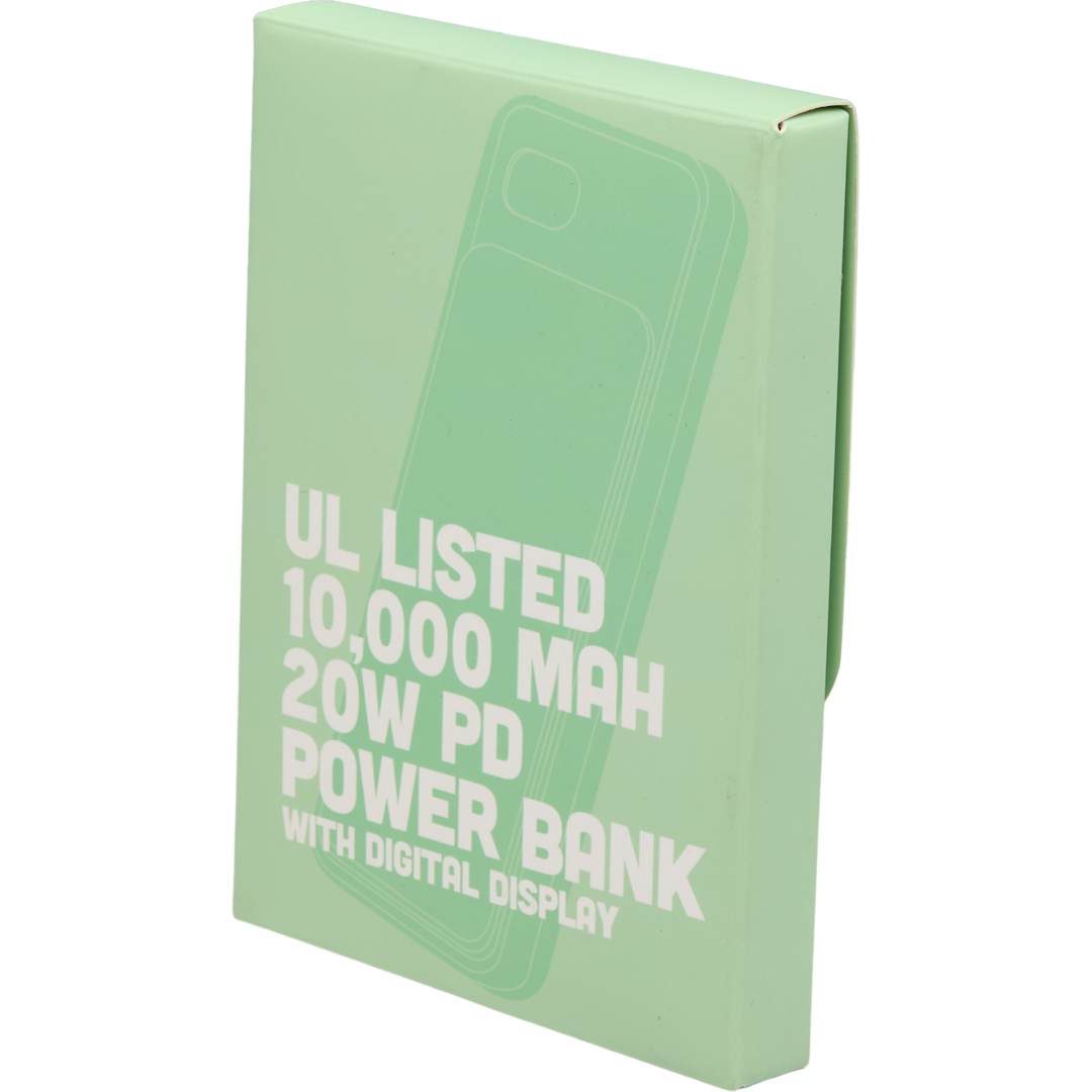 UL Listed 10000 mAh 20W Digital Display PowerBank - 7122-25 Black